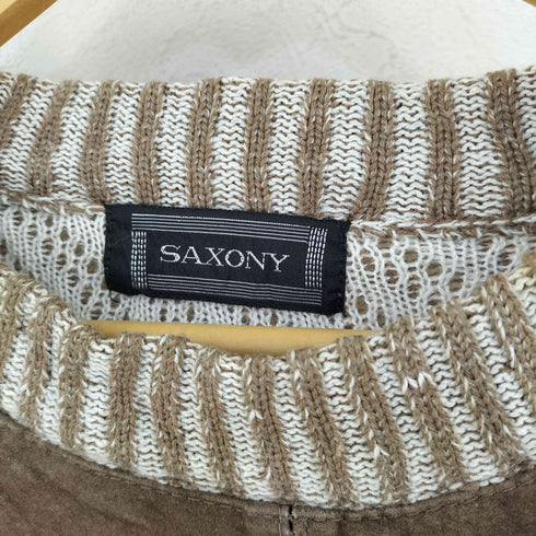 SAXONY  レザー切替 ニット メンズ import:L